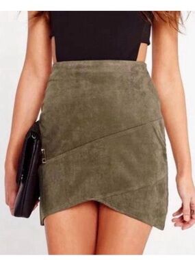 Missguided Olive Wrap-Style Mini Skirt